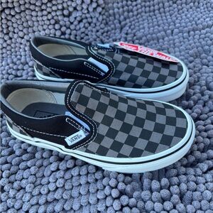 Vans Black and Gray Checkered Kids Sneakers